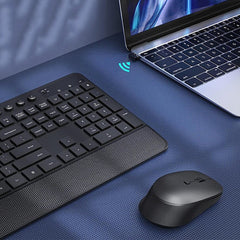 Wireless Keyboard and Mouse Combo with Palm Rest and Phone Holder