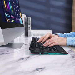 Wireless Keyboard and Mouse Combo with Palm Rest and Phone Holder