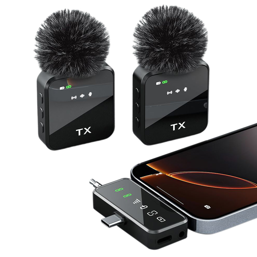 Wireless Lavalier Microphone Set - Noise Reduction for Phone Camera PC