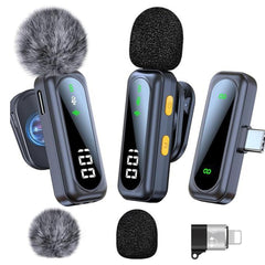 LED Display Wireless Lavalier Microphone - For Android Apple Phones