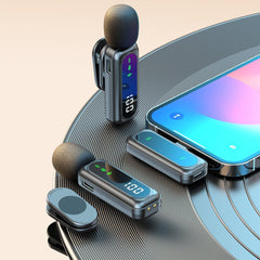 LED Display Wireless Lavalier Microphone - For Android Apple Phones