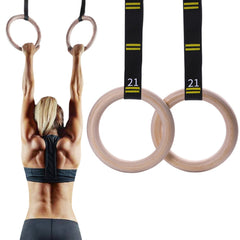 Adjustable Wooden Gymnastic Rings Set for Home Fitness Training