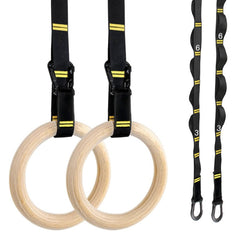 Adjustable Wooden Gymnastic Rings Set for Home Fitness Training