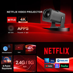 Portable 4K Android 12.0 Mini WiFi Projector for Home Use